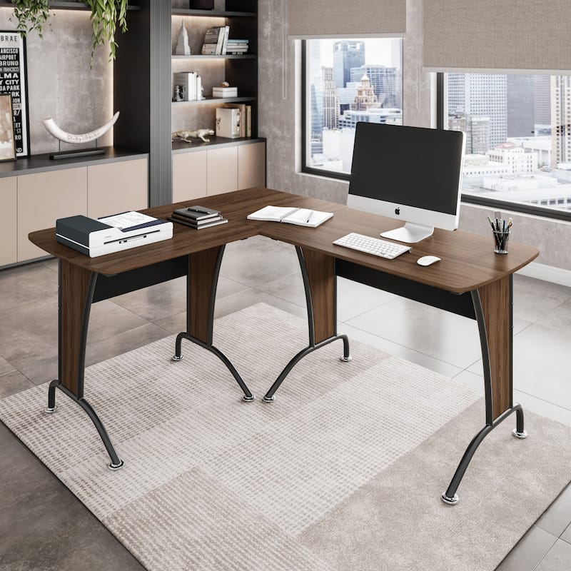Techni Mobili Deluxe L-Shaped Desk with Inline Team Desk Option