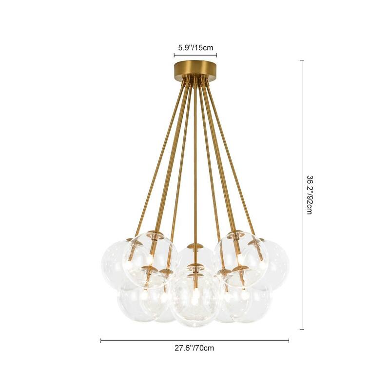 Glam 11-Light Dimmable Glass Bubble Sputnik Semi-flush Mount - N/A