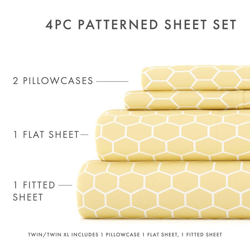 Becky Cameron Honeycomb Ultra-soft 4-piece Deep Pocket Bed Sheet Set