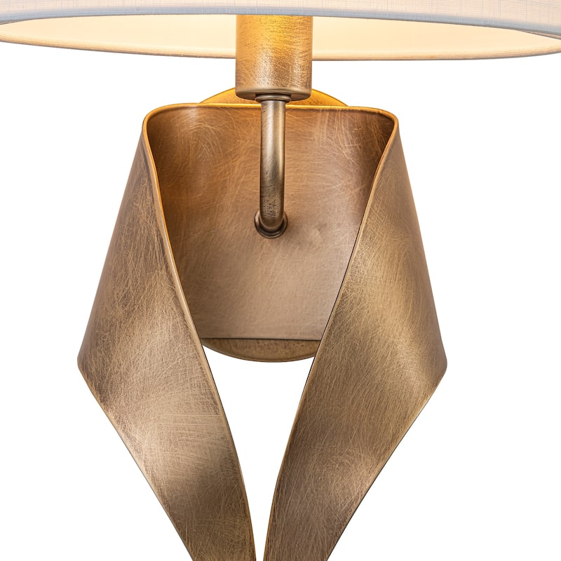 1-Light Half-Round Open Fabric Shade Metal Frame Wall Sconce Modern