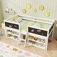 preview thumbnail 12 of 18, Kids Twin Size Low Loft Bed with Chalkboard 2 Step Ramp Ladder and 2 Tier Bookcase White