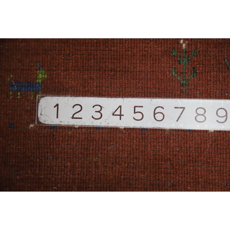 Hand Knotted Oriental 100% Wool Carpet Tribal Animal Pictorial Red Gabbeh Area Rug - 7' 7'' X 4' 11''