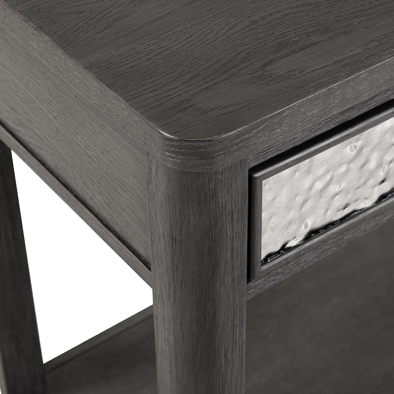 Furniture of America Piez Modern Ash Grey Wood 2-Drawer Sofa Table with Open Shelf