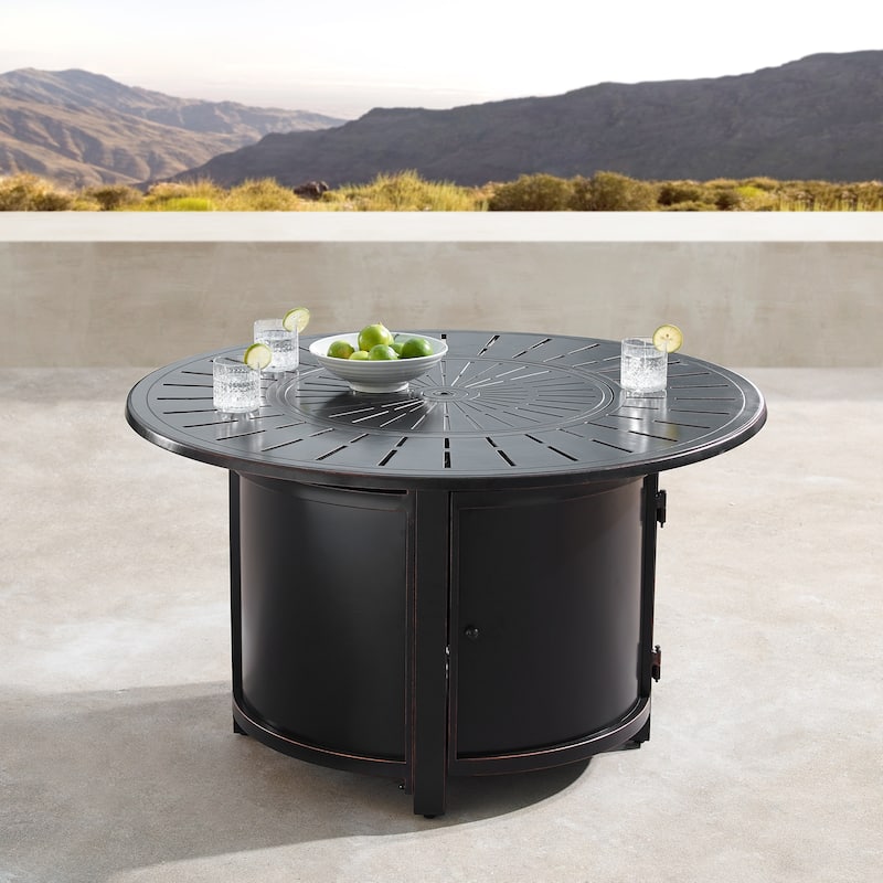 Aluminum 44in Fire Table Set with Four Swivel Rockers & Accessories