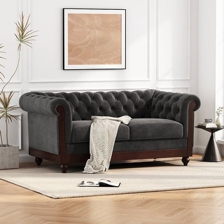 Chesterfield Velvet Loveseat Sofa, Upholstered Sofa Couch with Tufted ...