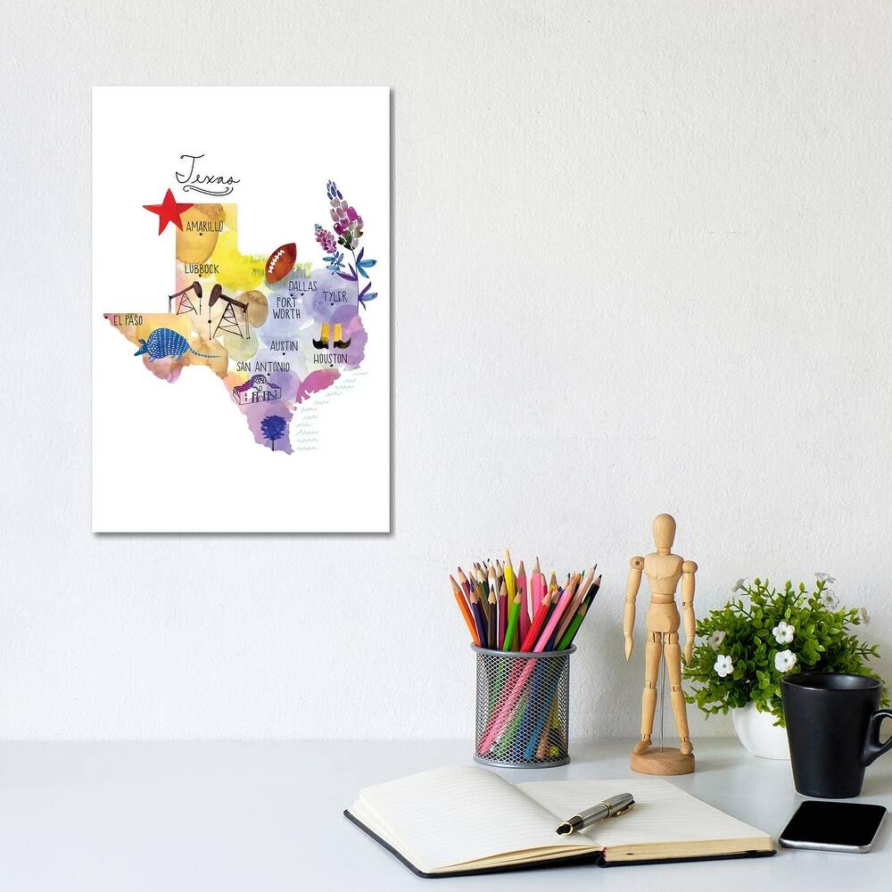 iCanvas "Map Of Texas" by Sara Franklin Canvas Print