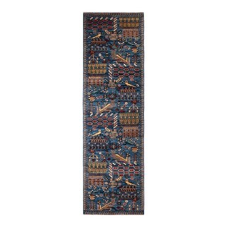 Hand Knotted Traditional Tribal Wool Orange Area Rug - 2' 7" x 14' 8"
