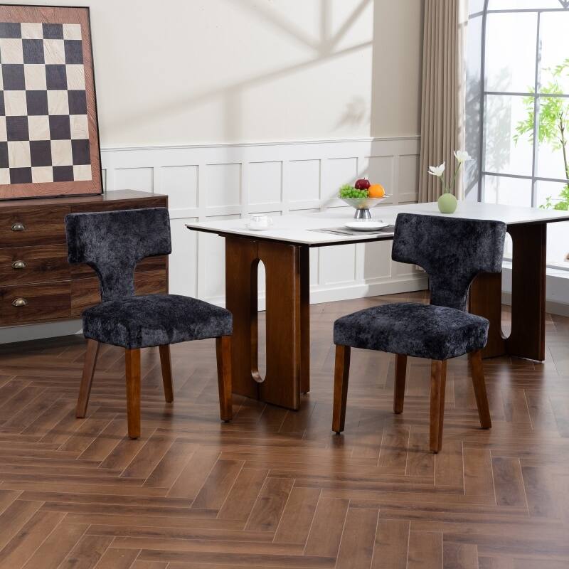 Mid Century Modern Dining Chairs Set of 2, Farmhouse Linen Fabric Upholstered Accent Chair - Gray