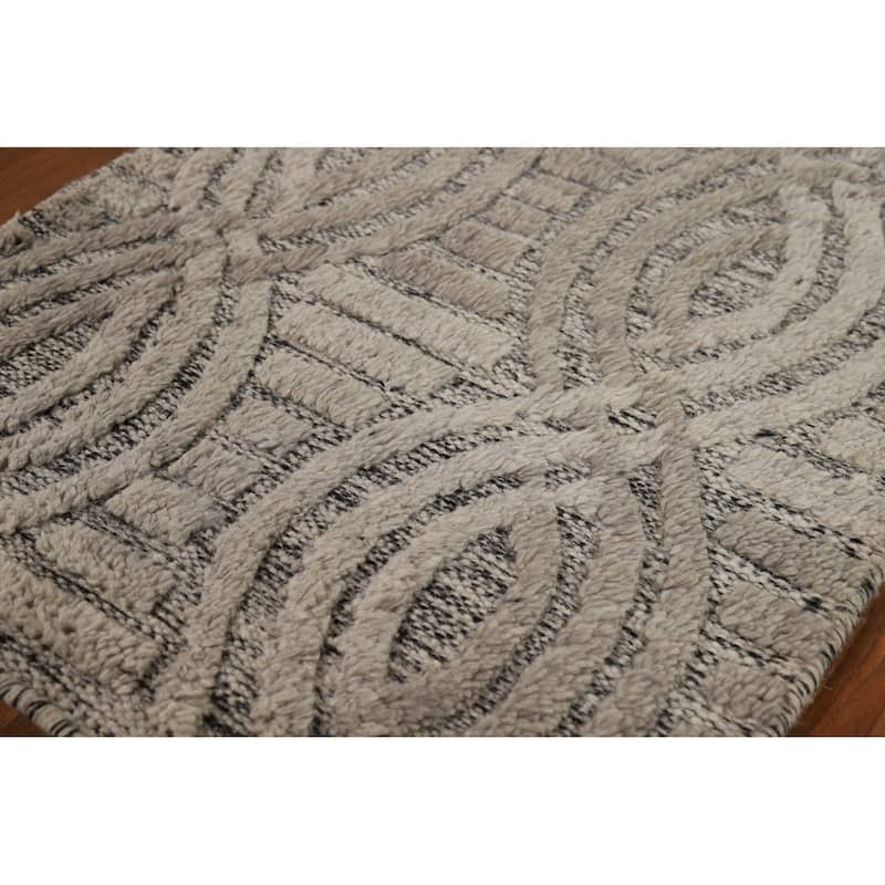 Modern Moroccan Oriental Accent Rug Hand-Knotted Wool Carpet - 2'0"x 3'0"