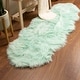 preview thumbnail 30 of 155, Silver Orchid Parrott Faux Fur Sheepskin Area Rug 2' x 6' Shaped - Mint Green