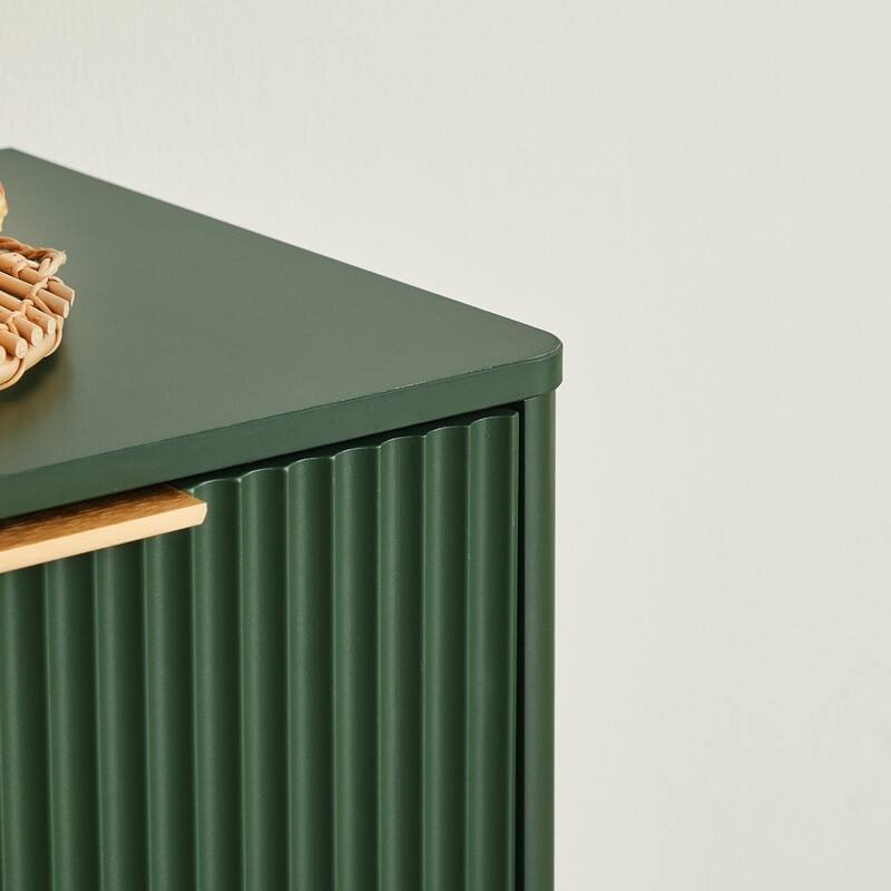 Modern 67" Fluted Buffet Sideboard Cabinet with Shelves, TV Stand Storage Cabinet with 4 Wave Doors for Organized Living Spaces