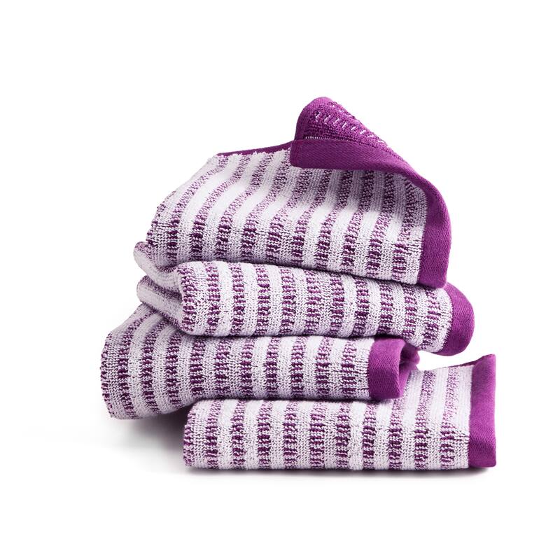 TOWN & COUNTRY PLAY 4-Piece Striped Reversible Terry Brights Washcloth Set, 13x13-Inch, 100% BCI Cotton - 13"x13"