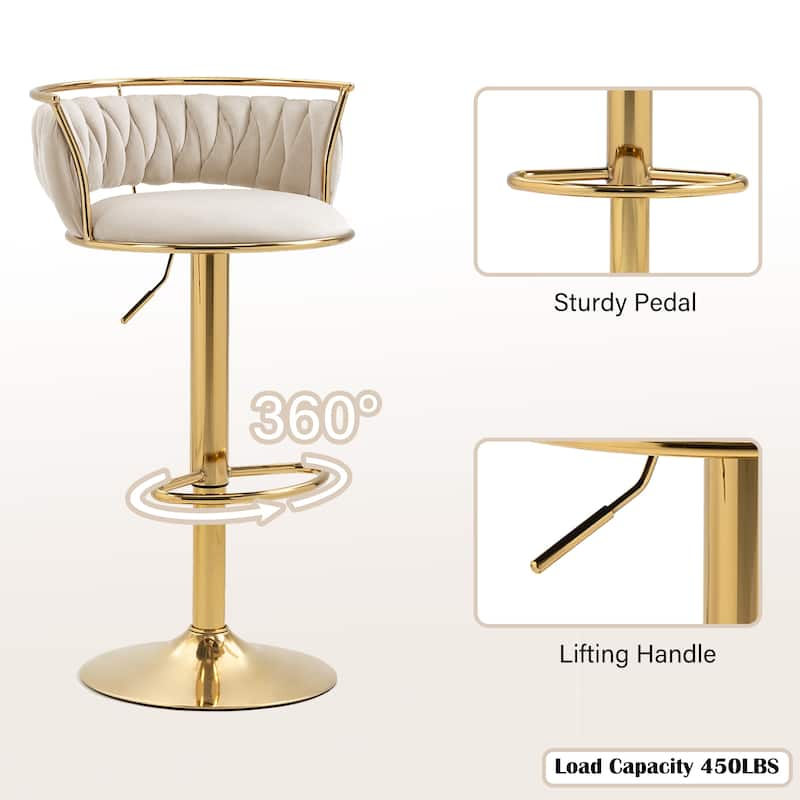 Modern Velvet 26" Adjustable Swivel Bar Stools (Set of 4)