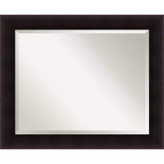 Beveled Wood Wall Mirror - Portico Espresso Frame - Outer Size: 34 x 28 in