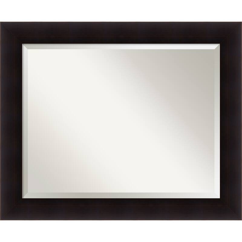 Beveled Wood Wall Mirror - Portico Espresso Frame - Outer Size: 34 x 28 in