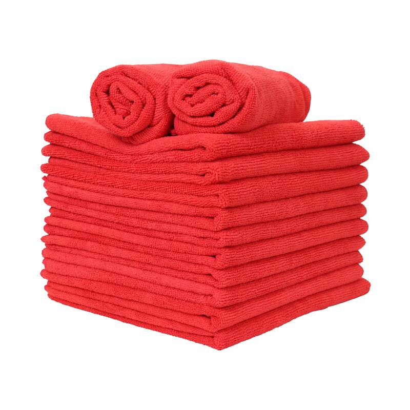 Arkwright Microfiber 12-Piece Hand Towels - 24x15 - Red