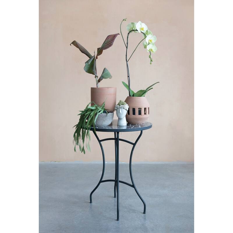 Handmade Terra-cotta Planter/Candle Holder with Cut-Outs