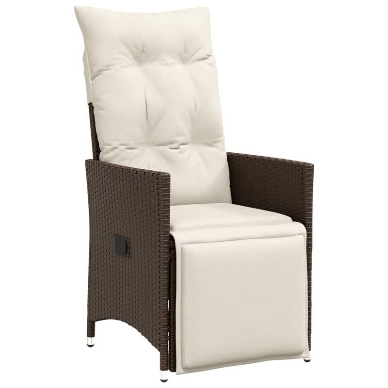 vidaXL Reclining Patio Chairs with Cushions Armchair Outdoor Seating Poly Rattan