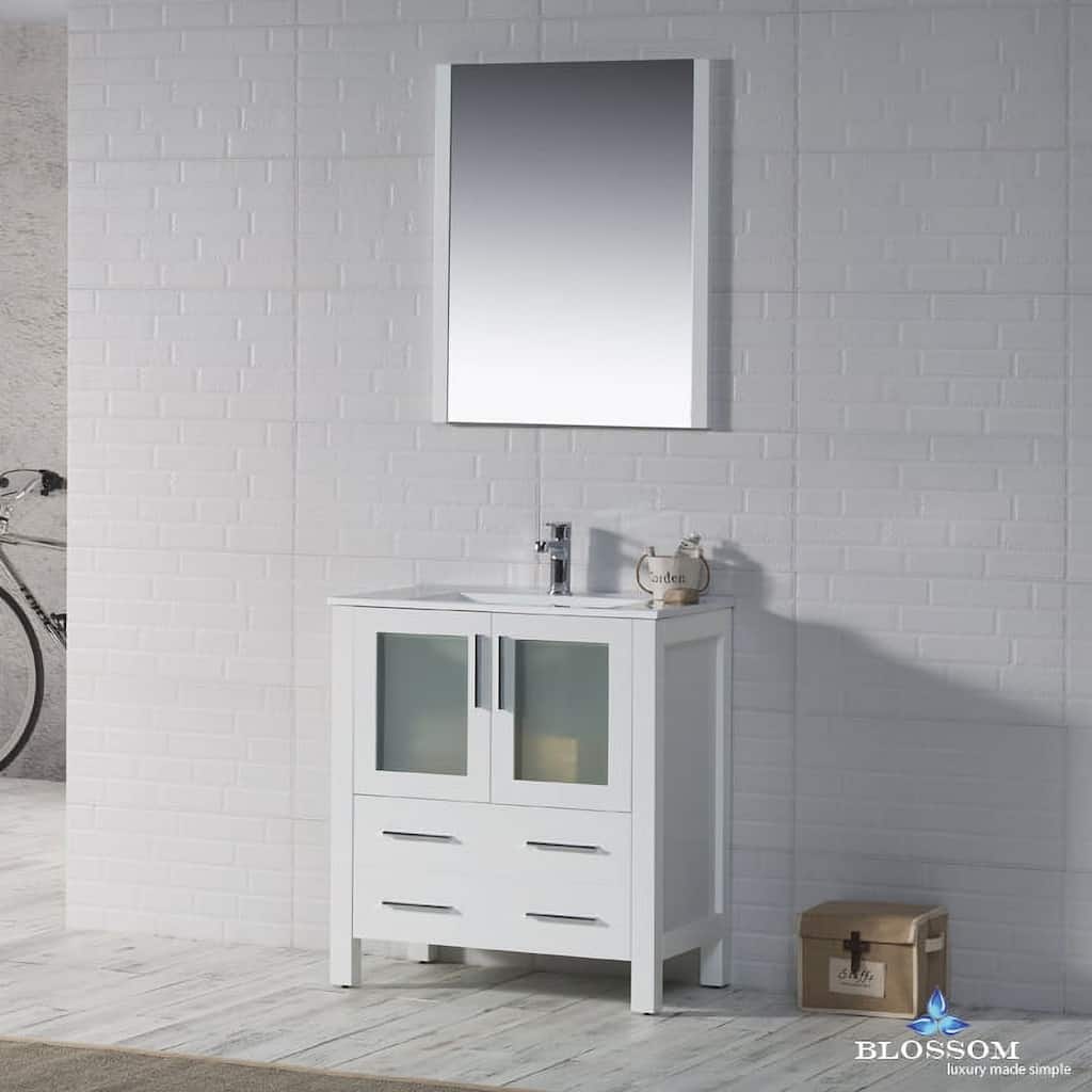 Blossom 30" Bathroom Vanity with Ceramic Sink and Matching Mirror