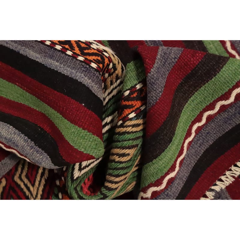 Hand Woven Oriental 100% Wool Carpet Southwestern Tribal Multi-Colored Kilim Area Rug - 10' 2'' X 5' 7''