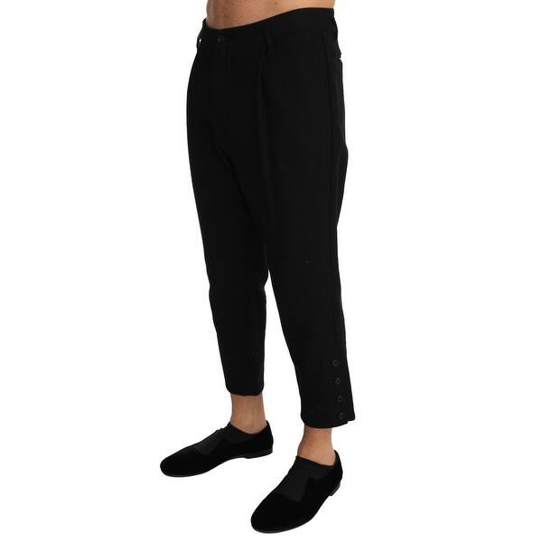 Shop Dolce Gabbana Black Cotton Stretch Cropped Trousers Men S