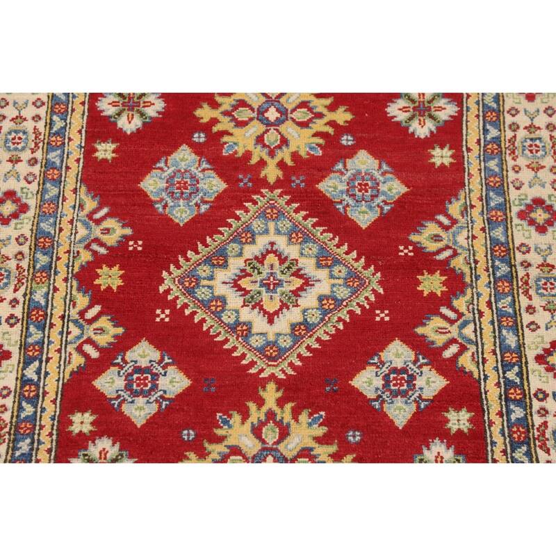 Red Kazak Accent Rug Handmade Wool Carpet - 3'4" x 5'2"