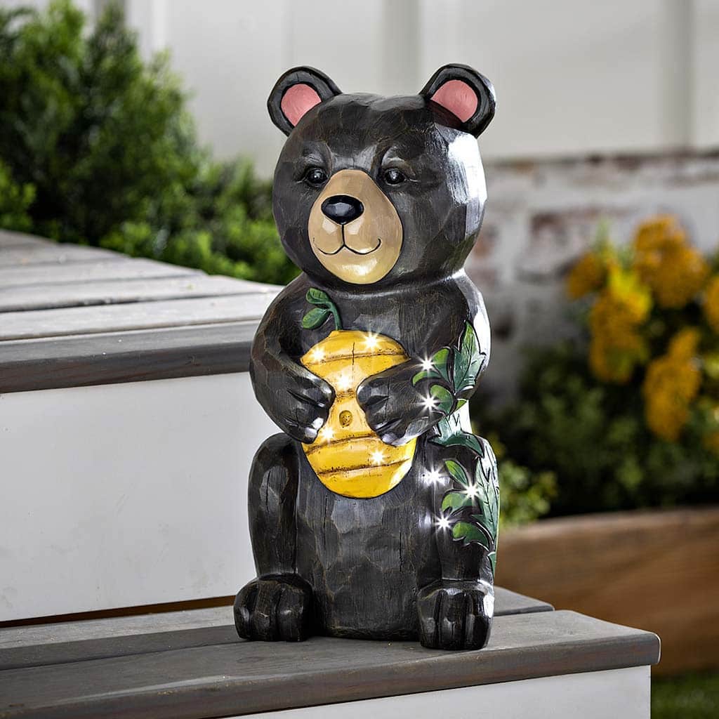 18 in. Bear Indoor/Outdoor Illuminated Garden Statue