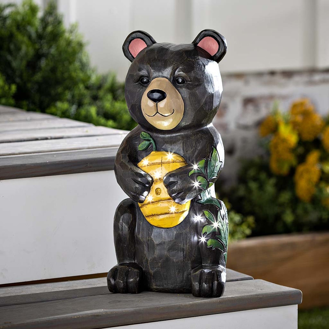 18 in. Bear Indoor/Outdoor Illuminated Garden Statue