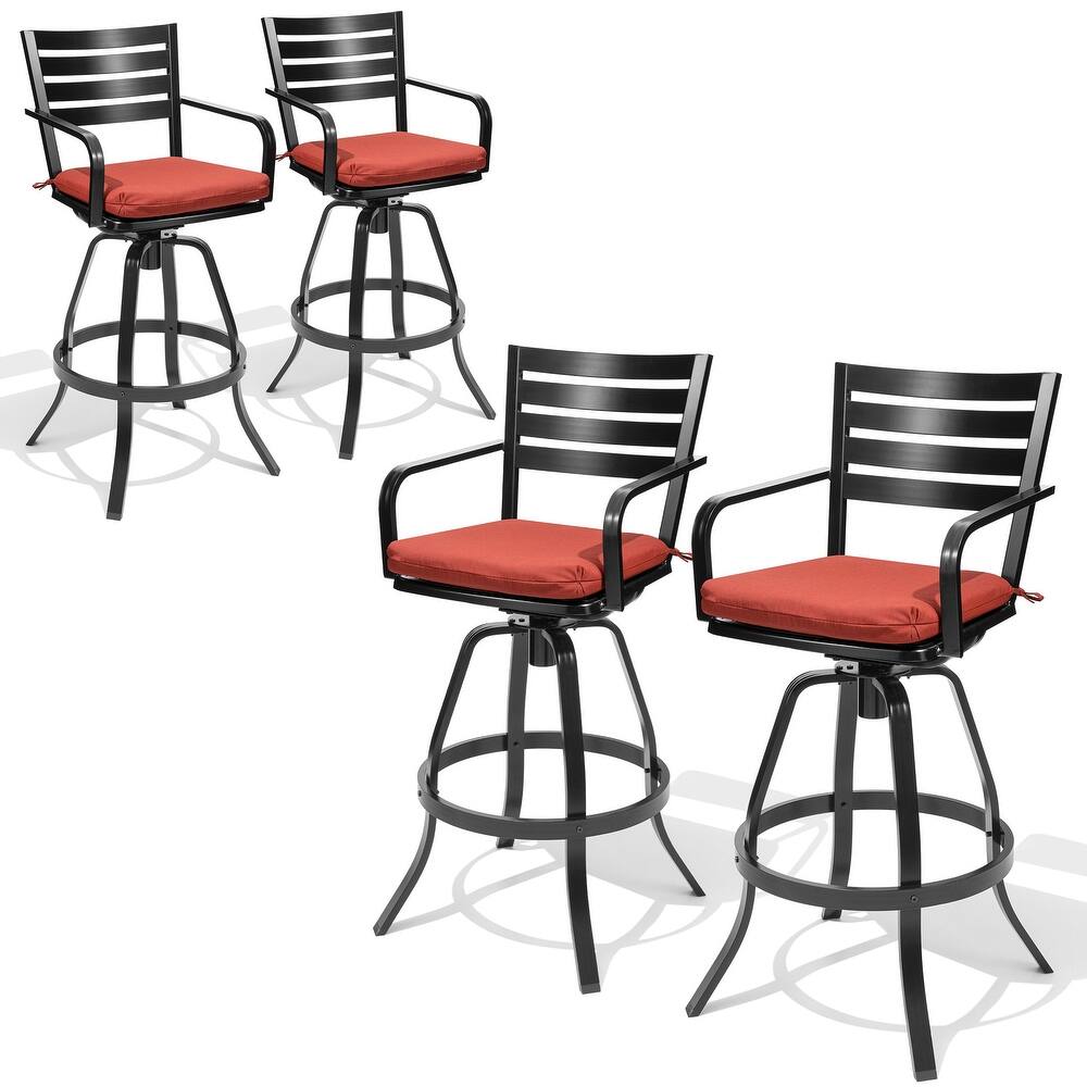 Outdoor Patio Aluminum Swivel Bar Stools Set with Sunbrella Cushion - 18.5 in L x 18.5 in W x 45.7 in H
