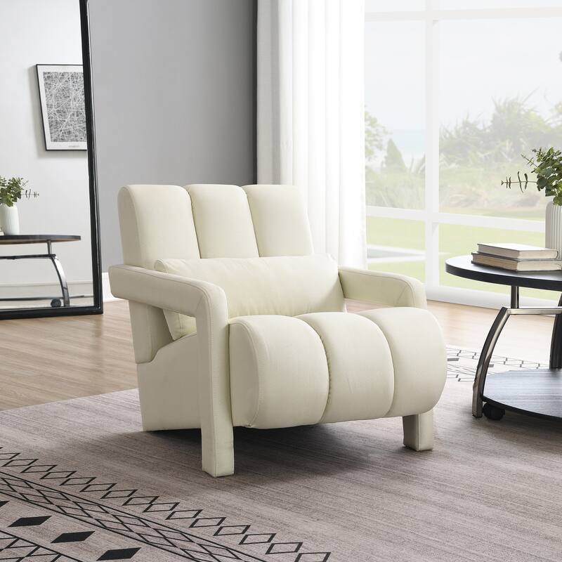 Modern Upholstered accent chair with a pillow - Beige