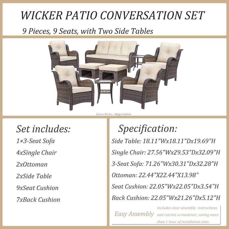 Outdoor Patio Furniture Set-Rattan Outdoor Furniture Set with Cushion