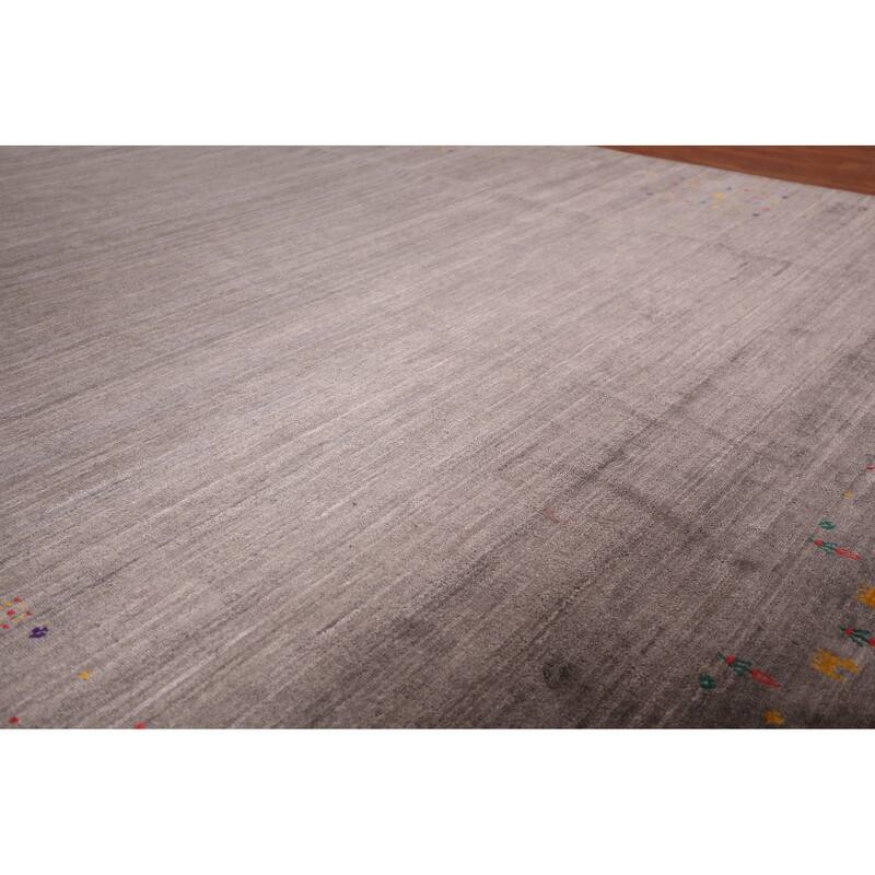 Earth Tone Gabbeh Oriental Area Rug Hand-Knotted Wool Carpet - 8'2" X 9'10"