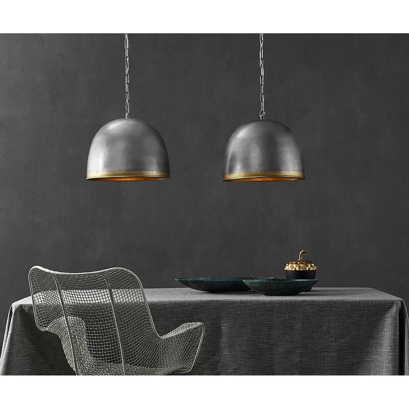 Currey & Company Matute Pewter Pendant - 15"h x 17"dia