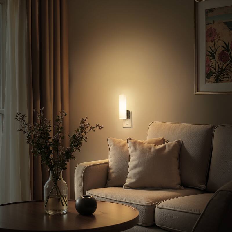 YANSUN 2-Pack Plug-in Dimmable Night Light, Dusk to Dawn Cylinder Wall Sconce, 3000K Warm, Hallway Bedroom
