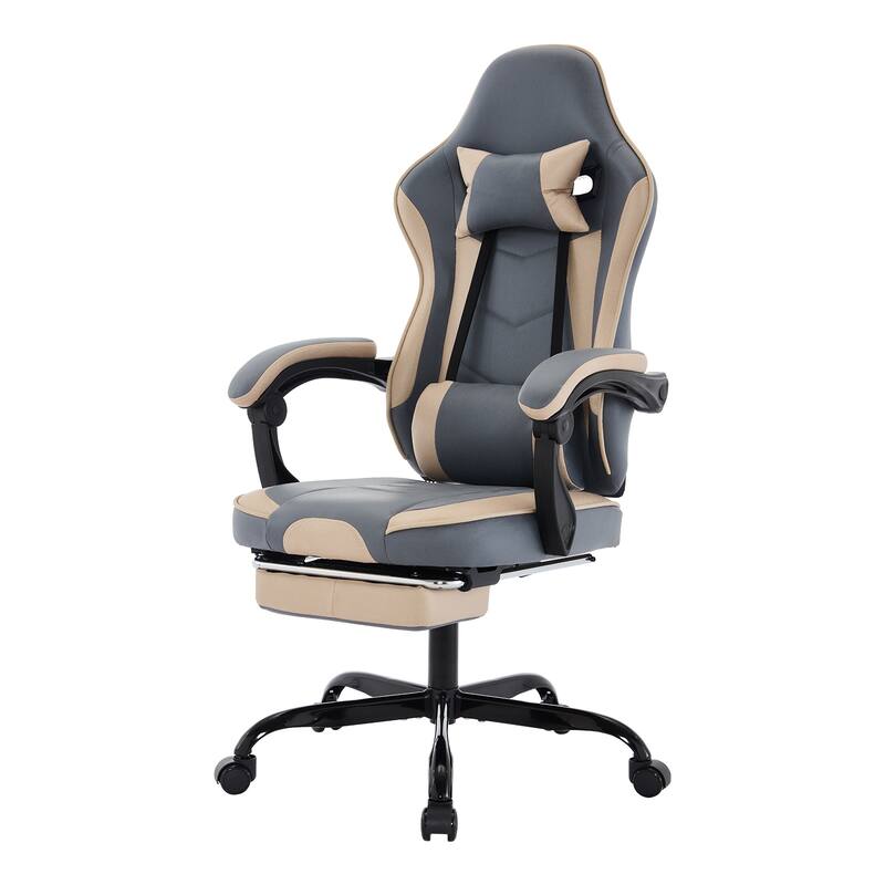 Gaming Chair, Ergonomic Computer Chair with Footrest and Massage Lumbar Support, Height Adjustable Swivel Video Game Chair