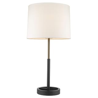 HomeRoots 31" Black Metal Table Lamp With White Empire Shade - 15 - Bed ...