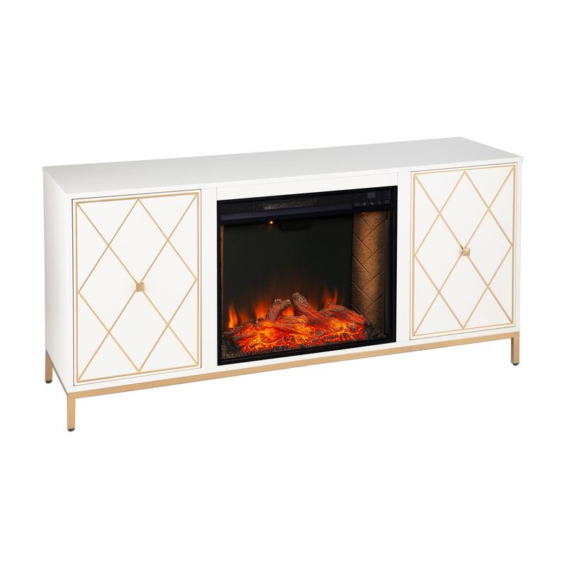 SEI Furniture Marradi Modern Media TV Stand with Storage & Electric Fireplace Insert