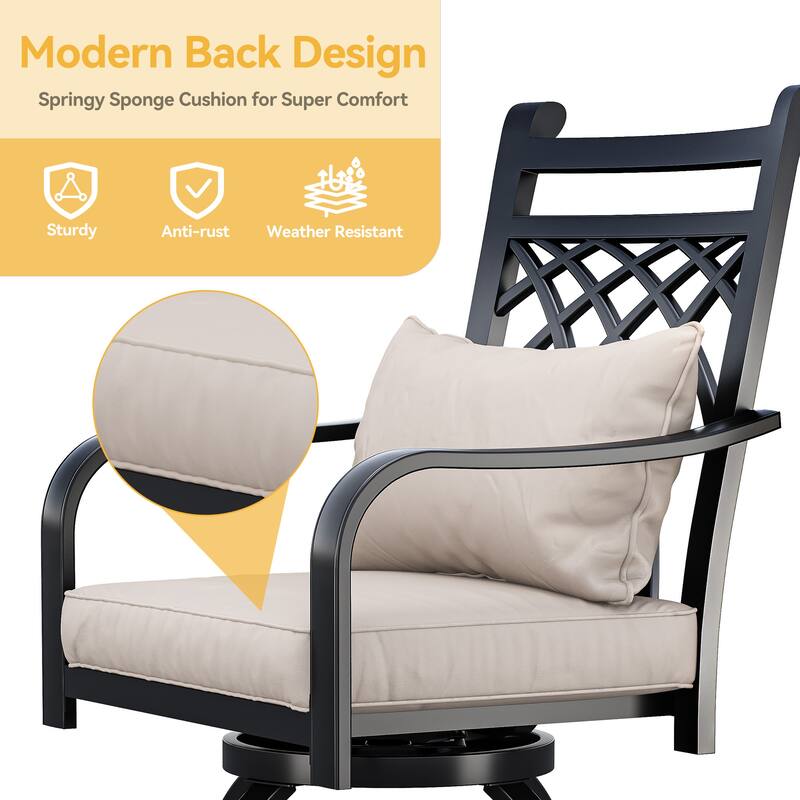 Outdoor 29"W Metal Swivel Counter Chairs with Cushion Set of 2 - 32in