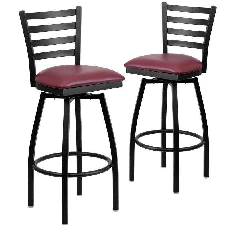 2 Pack Hercules Series Ladder Back Swivel Metal Barstool - 16.5"W x 20.5"D x 44.5"H - 16.5"W x 20.5"D x 44.5"H