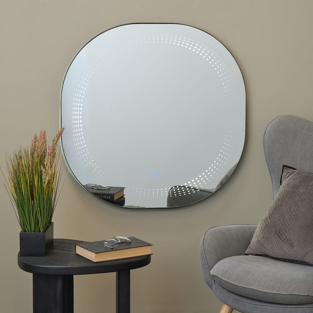 Multi Colored Glass LED Room Wall Mirror with Speckled Pattern - 1"W x 31"L x 31"H