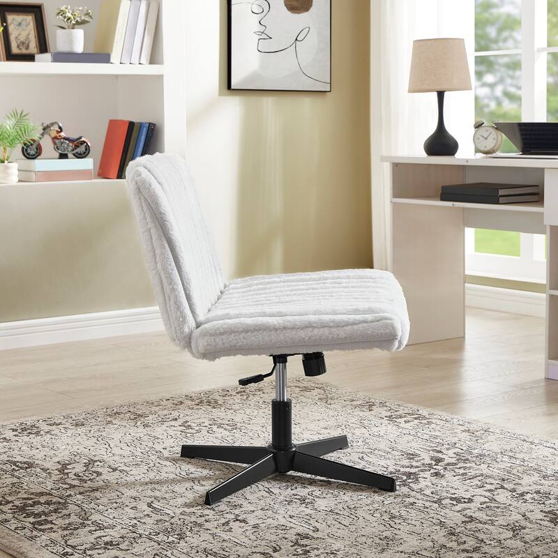 Adjustable Swivel Criss Cross Chair, Wide Seat Office Chair Vanity Chair