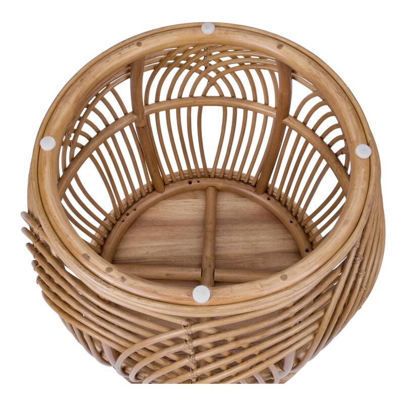 NPD Furniture Arlo Rattan Side / End Table with Wood Top