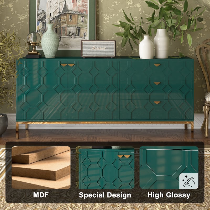 Clihome 2-Door Accent Cabinet with 3 Drawer Dressers