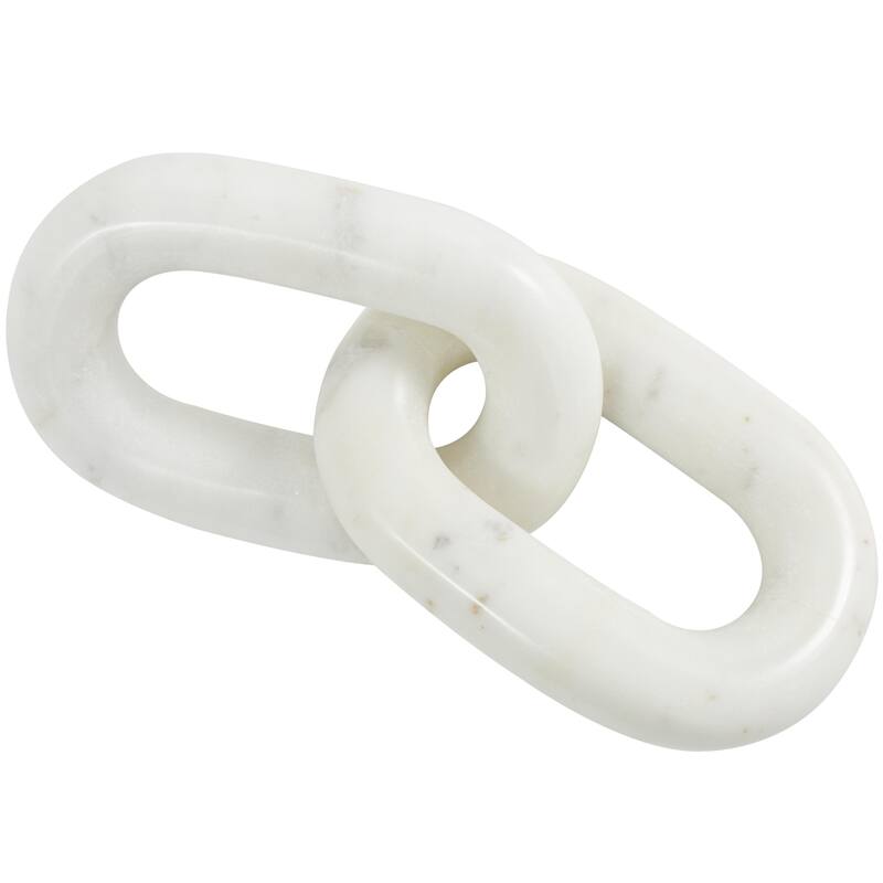 Marble Chain Handmade Geometric 2 or 3 Link Decorative Sculpture - White - Roche River Decor