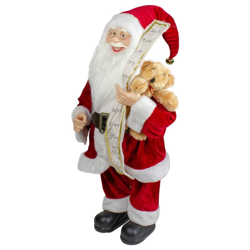 Standing Santa with Teddy Bear and List Christmas Figure - 24"