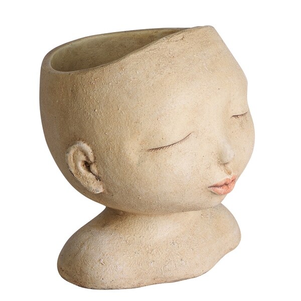 Head of a Lady Indoor/Outdoor Resin Planter - Plants Look Like Hair, 9 - Grey