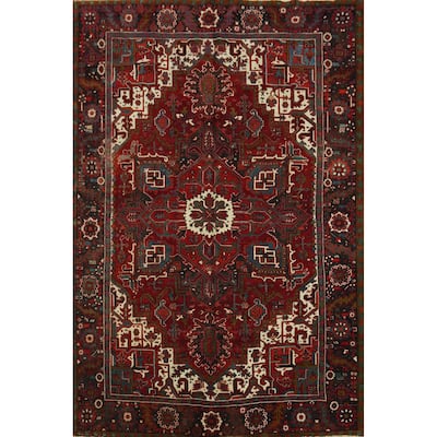 Hand Knotted Oriental 100% Wool Carpet Traditional Medallion Red Heriz Area Rug - 10' 7'' X 8' 3''