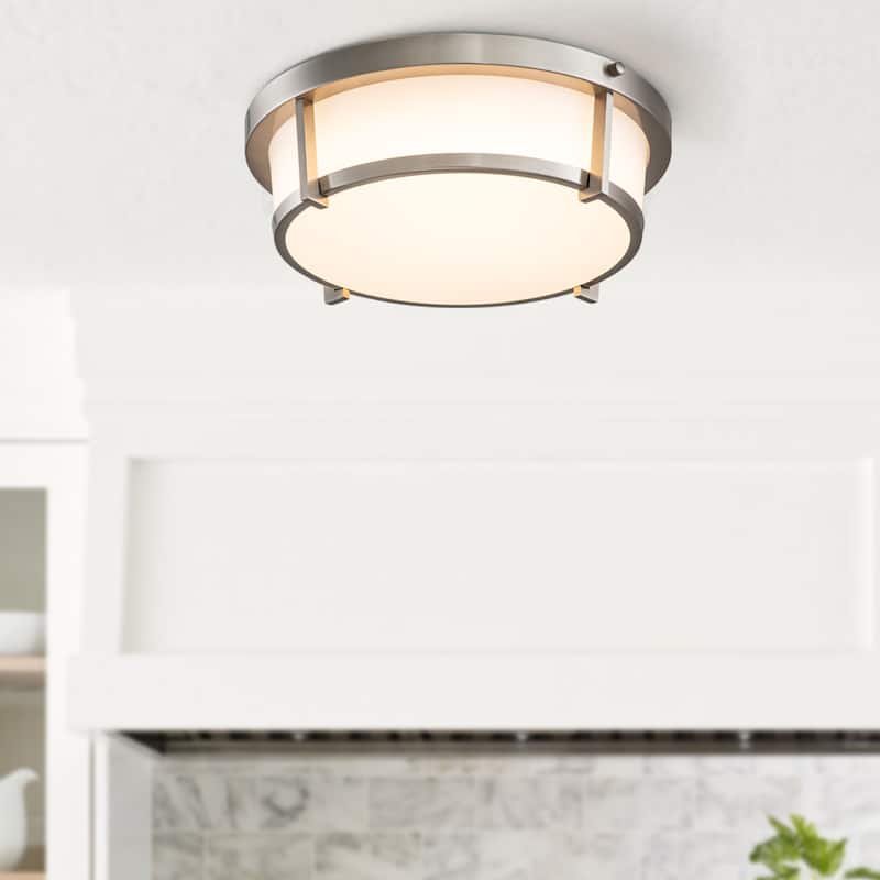 13 in Brushed Nickel 20W LED Flush Mount with Acrylic Shade - Brushed Nickel