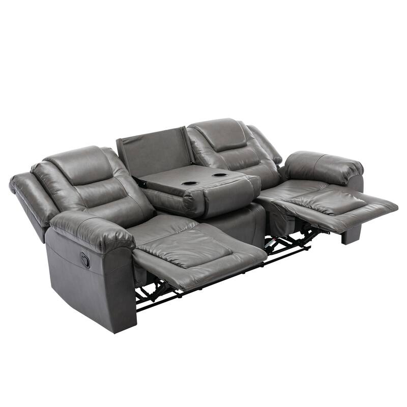 3 Seater Home Theater Recliner Manual Recliner Chair With Two Built-In Cup Holders