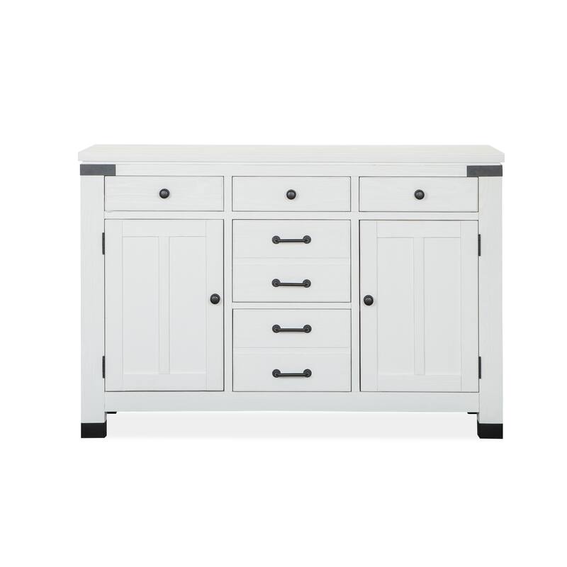 Magnussen Home Harper Springs Silo White Server With Hutch - 54''W x 18''D x 86.5''H